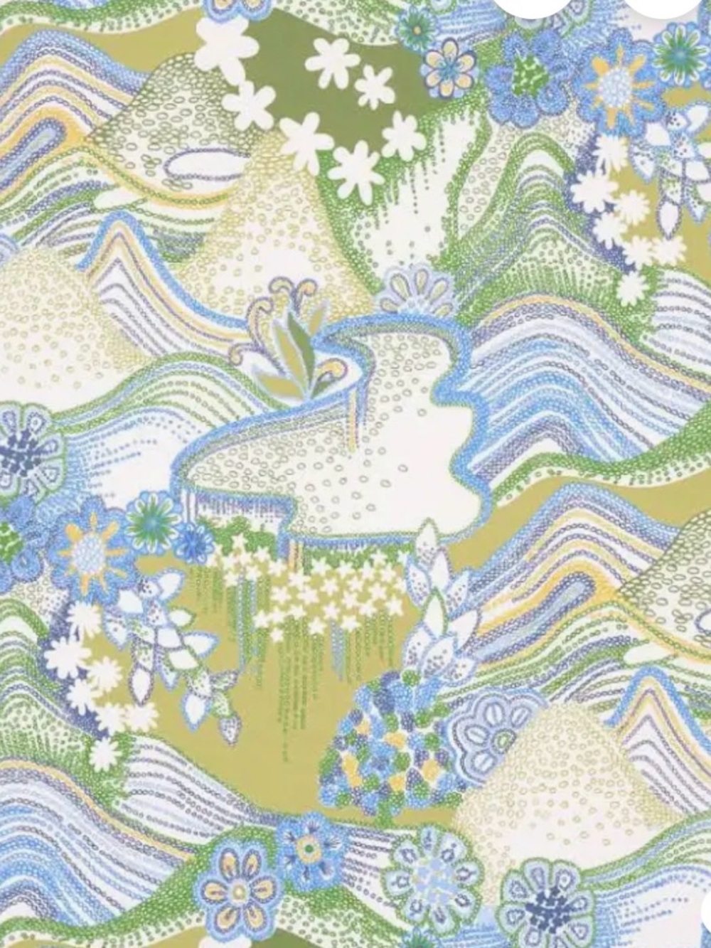 Schumacher Clements Ribeiro Daisy Chain 5013552 Wallpaper Green and Blue 10 Yrds